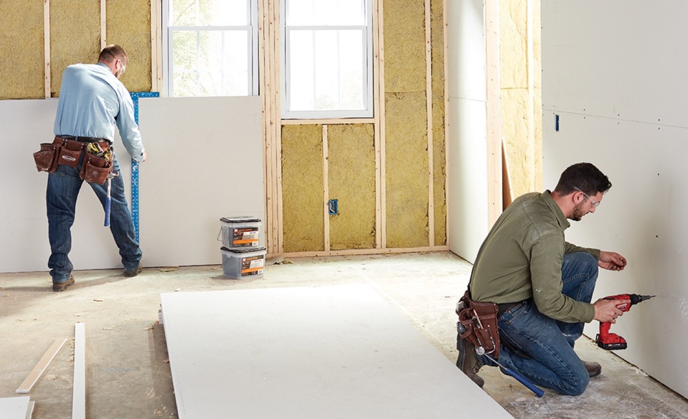 Aplicação de pladur e drywall em obra
